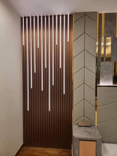 Decorative illuminated wall unit completed for a client